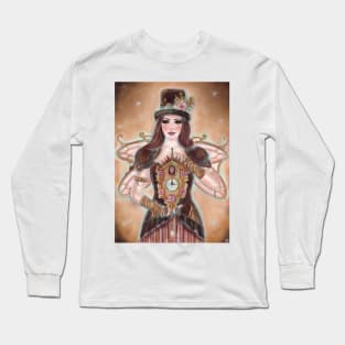 Steampunk clock fairy art by Renee Lavoie Long Sleeve T-Shirt